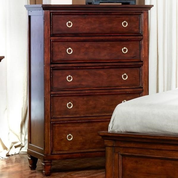 New Classic Tamarack BB044C070 FiveDrawer Dressing Chest Corner
